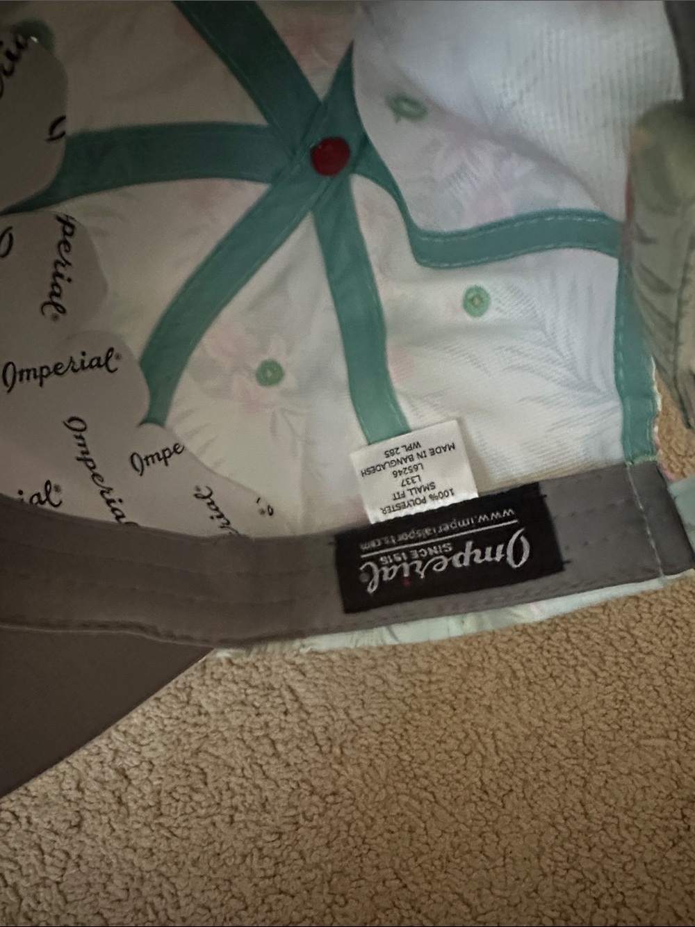 Imperial Floral UPF 60+ Sun Cap - Pink and Mint - Picture 5 of 10